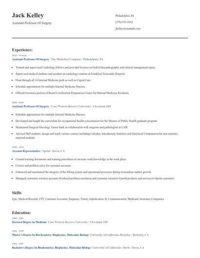 Assistant Professor Of Surgery Resume