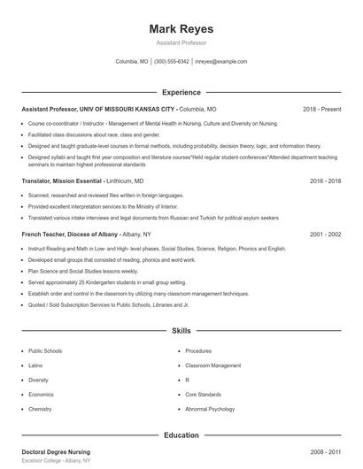 Resume example 1