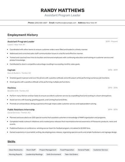Resume example 2