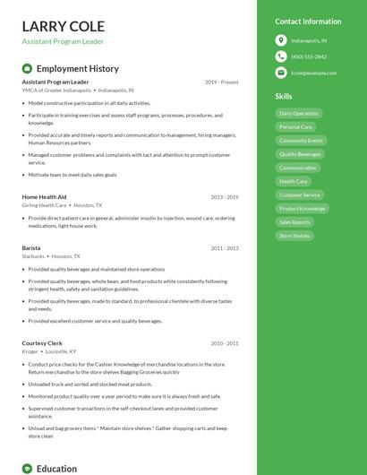 Resume example 5