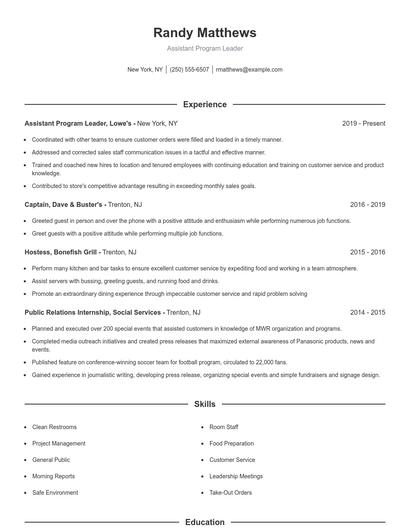 Resume example 1