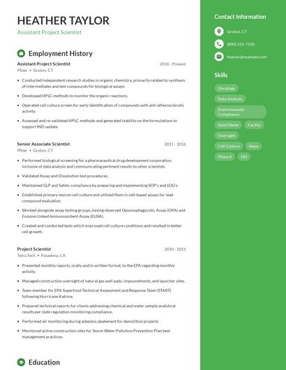Assistant Project Scientist Resume