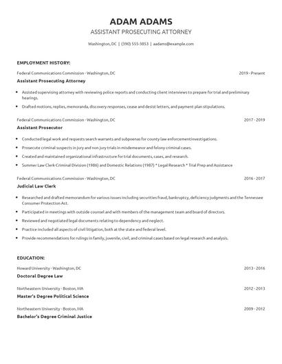 Assistant Prosecuting Attorney Resume