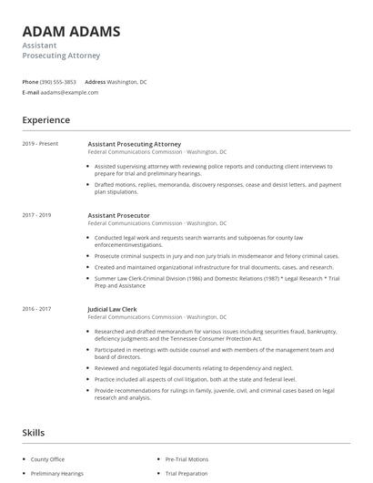 Assistant Prosecuting Attorney Resume