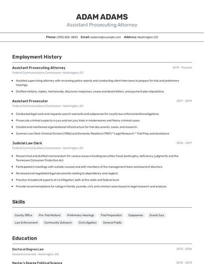 Assistant Prosecuting Attorney Resume