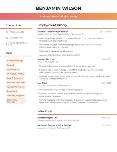 Assistant Prosecuting Attorney Resume