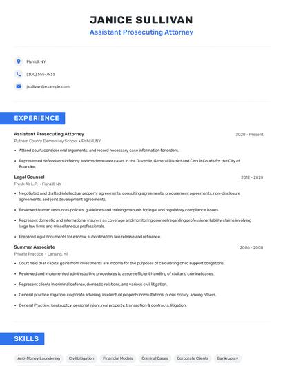 Assistant Prosecuting Attorney Resume