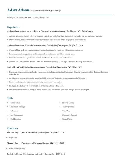 Assistant Prosecuting Attorney Resume