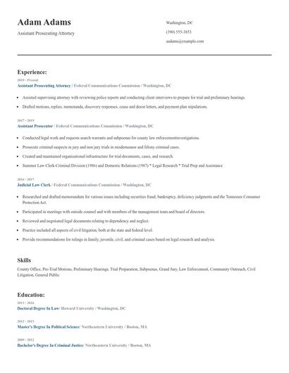 Assistant Prosecuting Attorney Resume