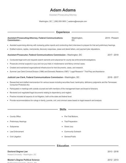Assistant Prosecuting Attorney Resume