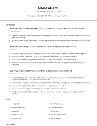 Assistant Prosecuting Attorney Resume
