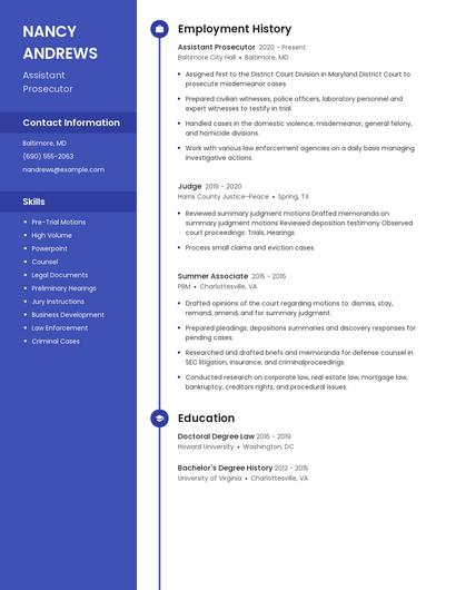 Assistant Prosecutor Resume