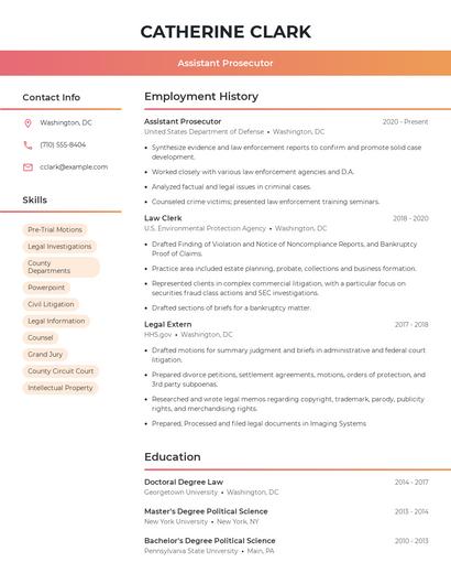 Assistant Prosecutor Resume