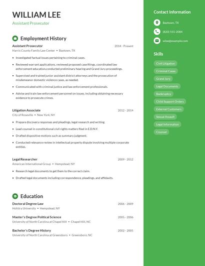 Assistant Prosecutor Resume