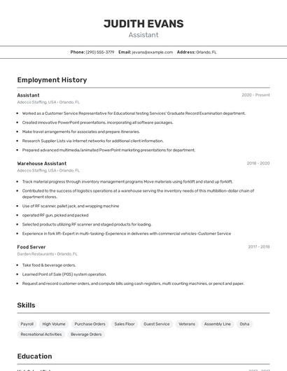 Resume example 2