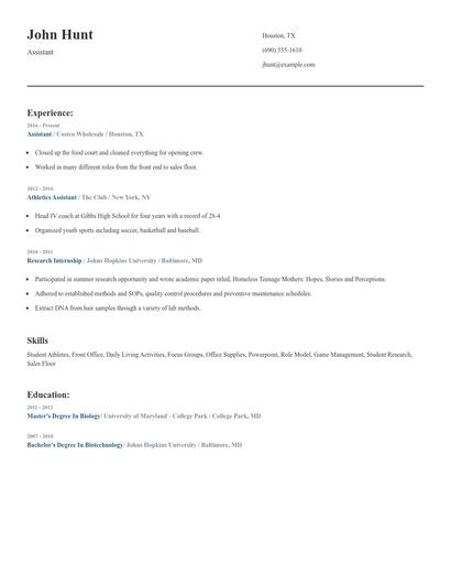 Assistant Resume