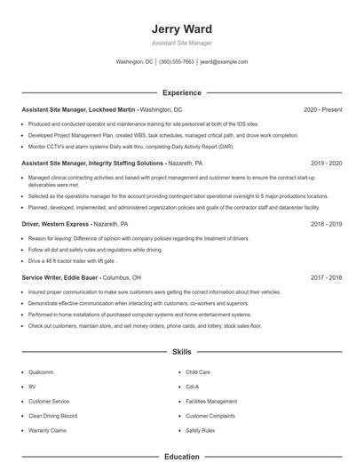 Resume example 1