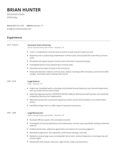 Assistant State Attorney Resume