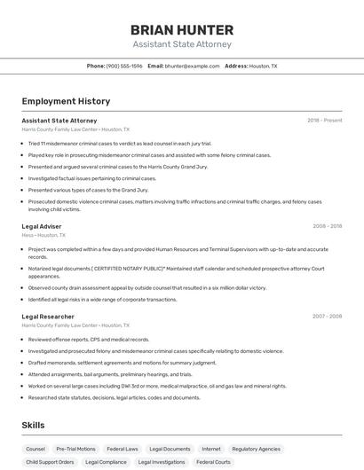 Assistant State Attorney Resume