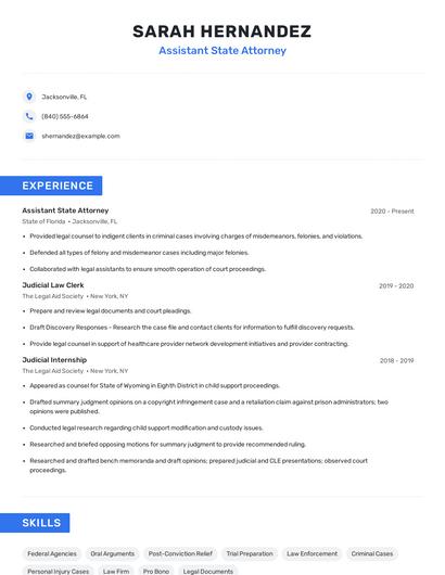 Assistant State Attorney Resume