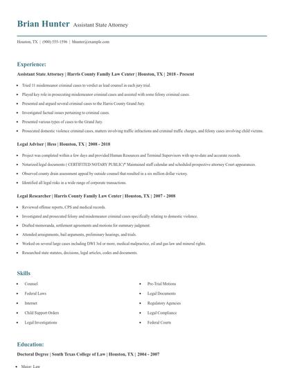 Assistant State Attorney Resume