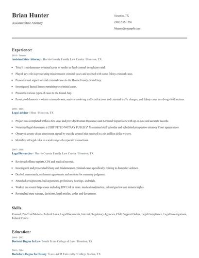 Assistant State Attorney Resume