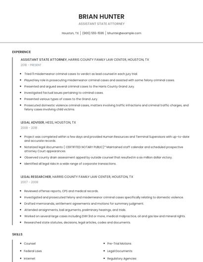 Assistant State Attorney Resume
