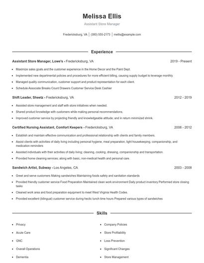 Resume example 1
