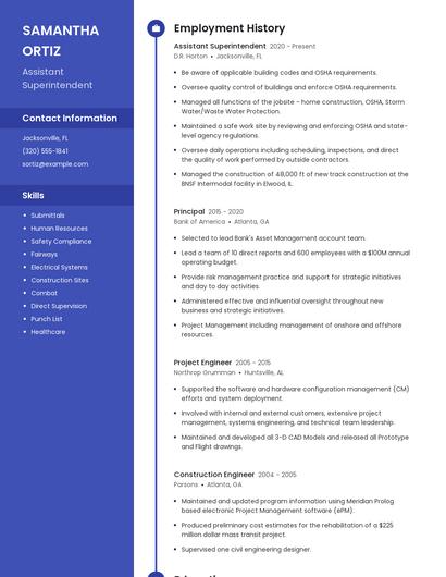 Assistant Superintendent Resume