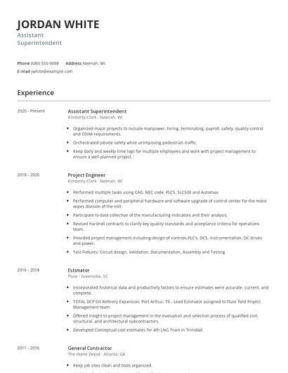 Assistant Superintendent Resume