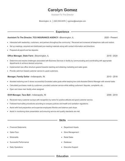 Resume example 1