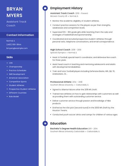 Assistant Track Coach Resume