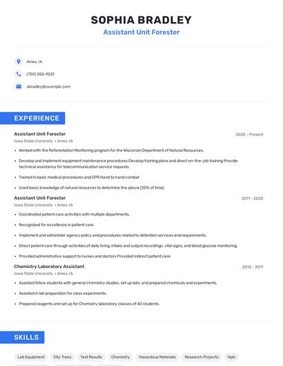 Assistant Unit Forester Resume