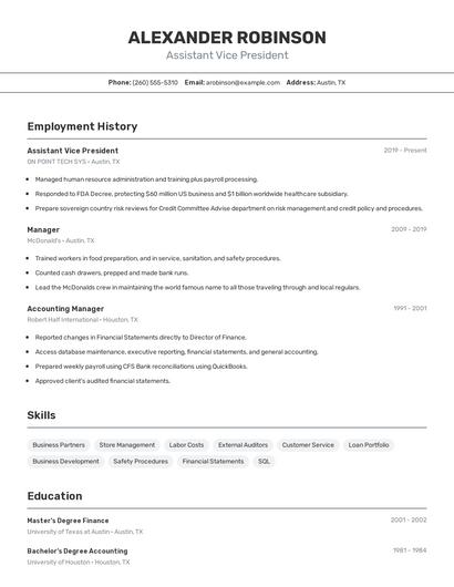 Resume example 2