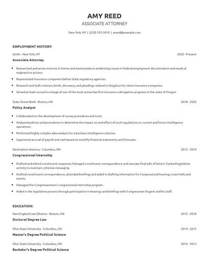 Associate Attorney Resume