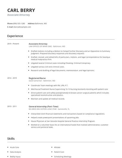 Associate Attorney Resume