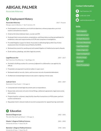 Associate Attorney Resume
