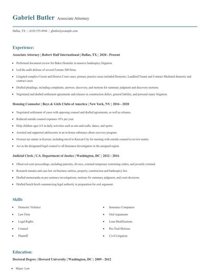 Associate Attorney Resume