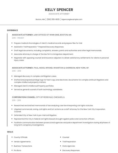 Associate Attorney Resume