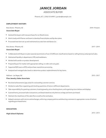Associate Buyer Resume