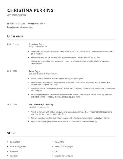 Associate Buyer Resume