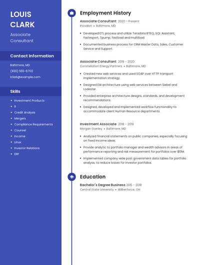 Associate Consultant Resume
