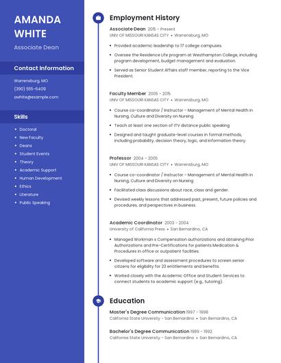 Associate Dean Resume