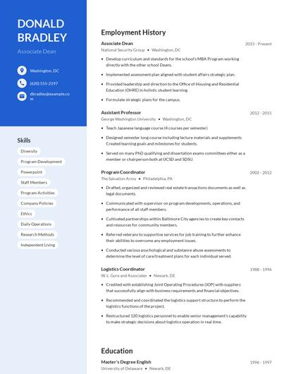 Associate Dean Resume