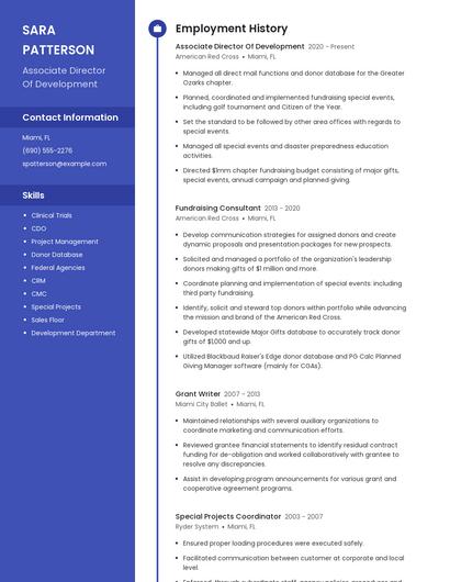 Associate Director Of Development Resume