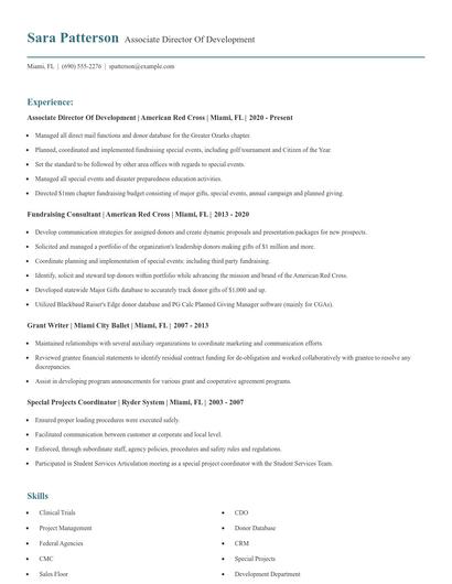 Associate Director Of Development Resume