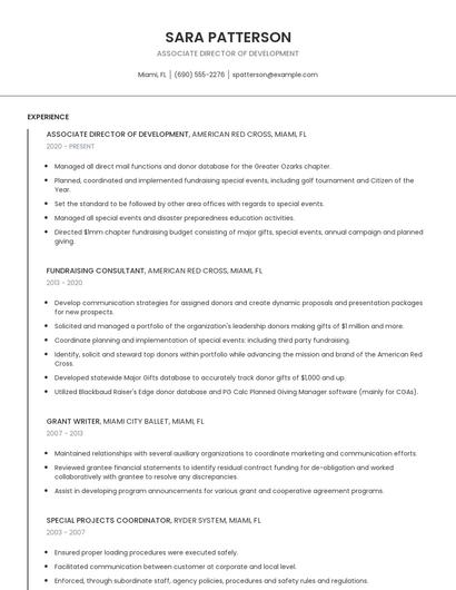 Associate Director Of Development Resume