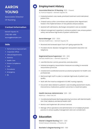 Associate Director Of Nursing Resume