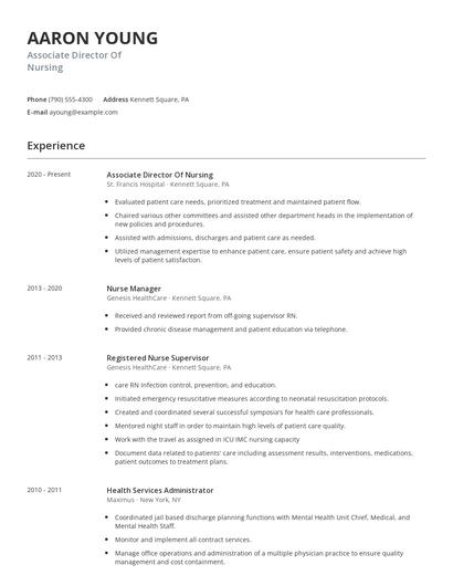 Associate Director Of Nursing Resume