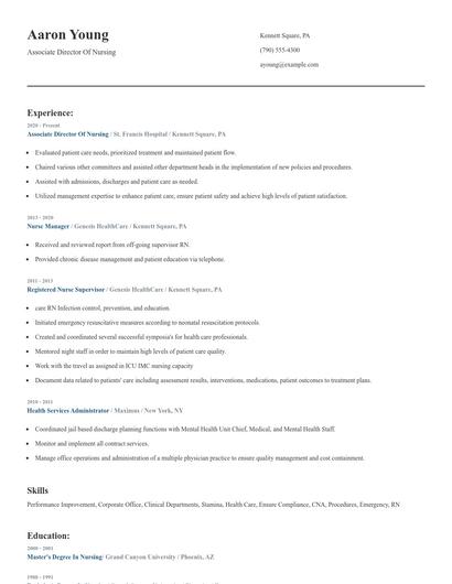 Associate Director Of Nursing Resume